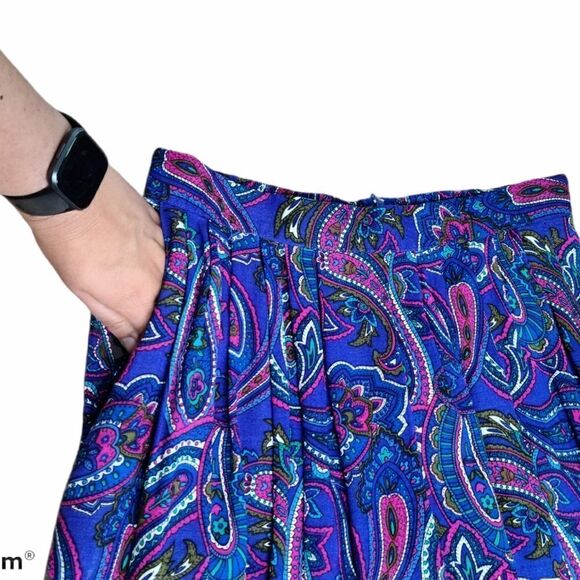 Vintage Boho Paisley Print Side Pockets Skirt - Picture 2 of 16